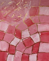 a painting of a pink and gold tiled painting